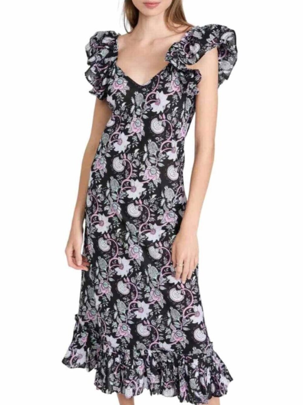 Mille Resort Floral Midi Dress in Tropical Nights NWT Size S